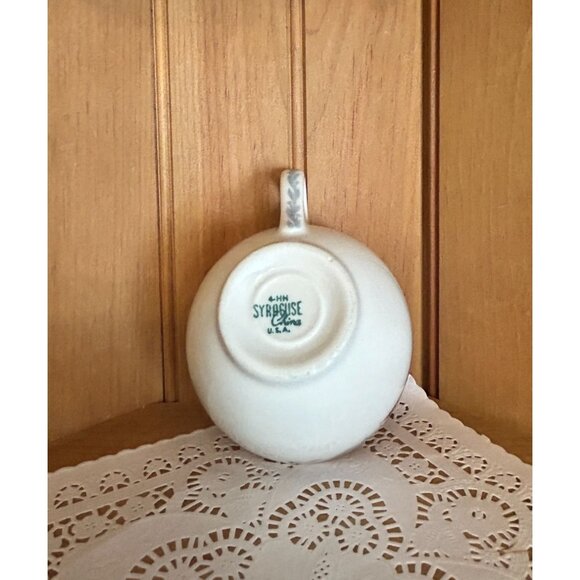 Vintage Syracuse China Teacup & Saucer Set Embassy Burgundy Gray Swirl Restauran - Picture 6 of 8